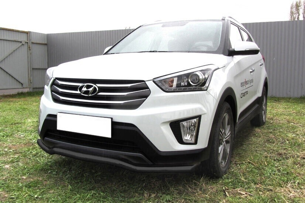 Защита переднего бампера Hyundai Creta 4WD (2016-2021) d57 волна серебристая