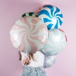 Шар (18"/46 см) Круг, Леденец, Голубой 1 шт.