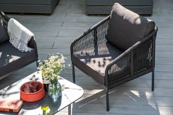 "Канны" лаунж-зона 4-местная плетеная из роупа (веревки), цвет темно-серый