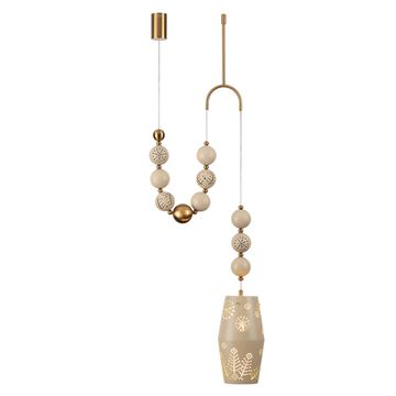 Подвес 1*E27 5444/1B бежевый/античная бронза KARELIA Odeon Light Exclusive