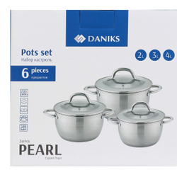 Набор посуды нерж, 6 пр, Daniks, Перл, GS-01205-6