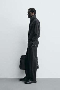 ZARA ПРЯМЫЕ БРЮКИ ИЗ 100% ШЕРСТИ, ЧЕРНЫЙ