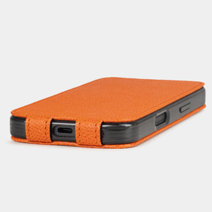 Чехол iPhone 16 Pro Max натуральная кожа сафьяно, оранжевого цвета