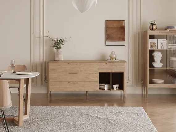 Тумба Type oak 4 ящика 2 полки ширина 180 см (натуральный дуб)