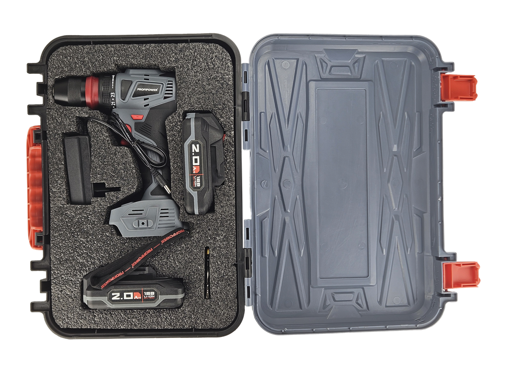 Аккумуляторный бесщеточный шуруповерт со сьемным патроном PROFIPOWER MKBL-18BM (18В, Li-ion-2шт, 2.0Ач, 45нм, З/У, 0,8-10мм, в кейсе)