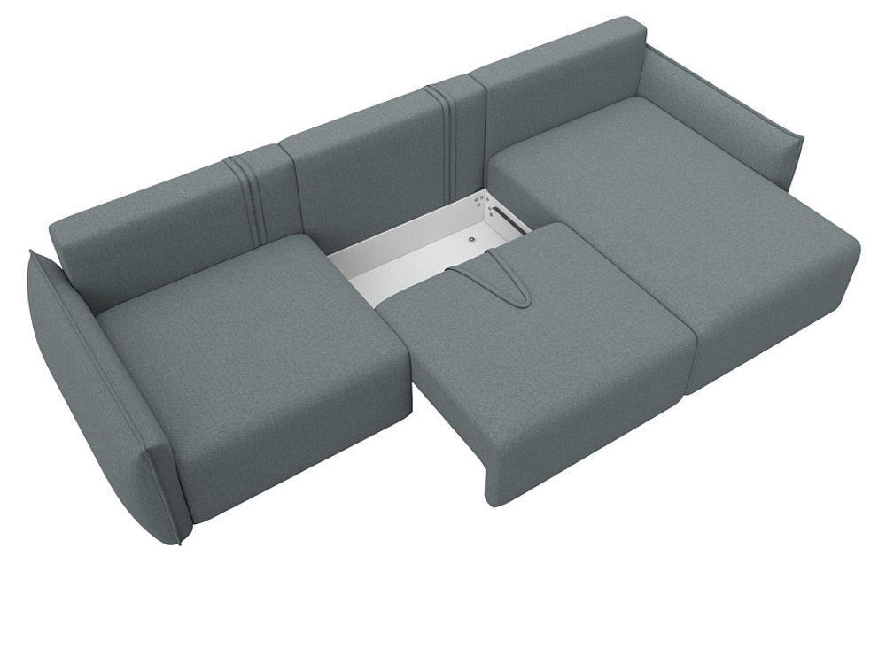 Диван угловой Лига-051 НПБ Лонг угол универсальный РОГОЖКА Амур 07 серый