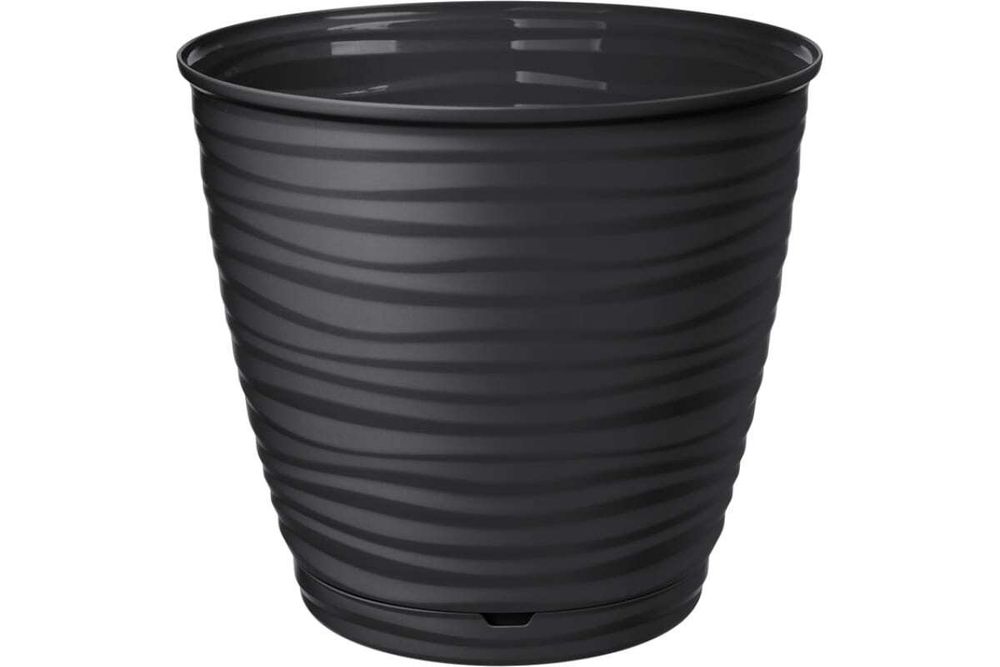 Горшок для цветов 1.5 л с поддоном (черный) Saffron