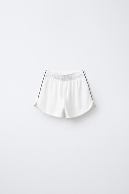 ZARA БЕРМУДЫ С ОТДЕЛКОЙ, ЖЕЛТОВАТО-БЕЛЫЙ