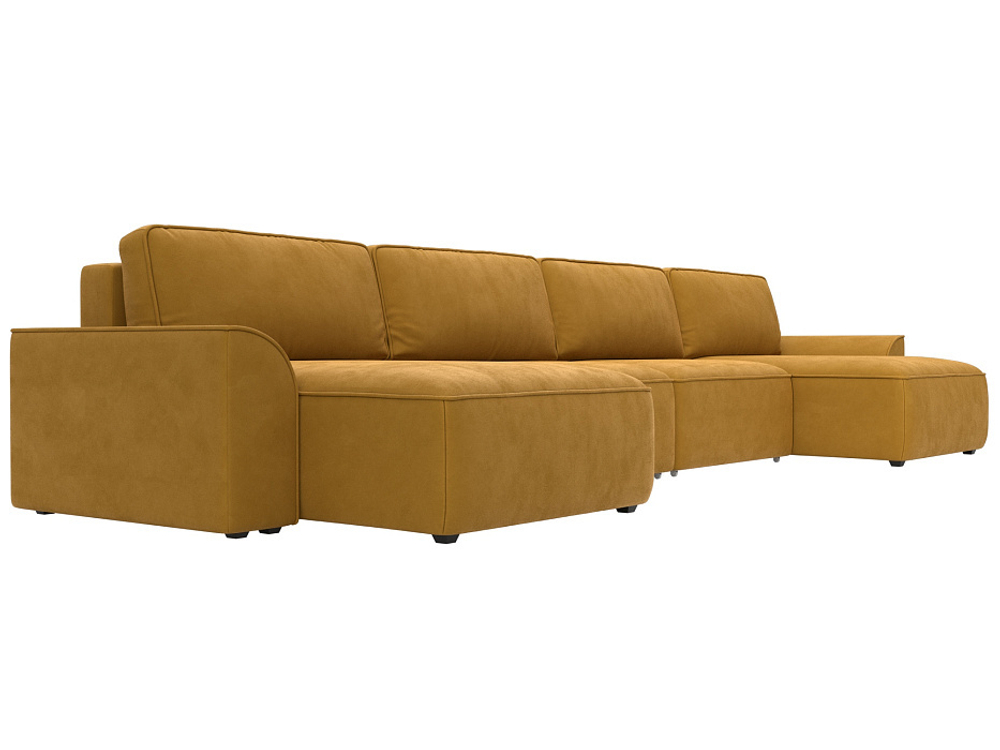Диван П-образный Лига-048 НПБ лонг, BRUT 10 желтый, Велюр, 128344