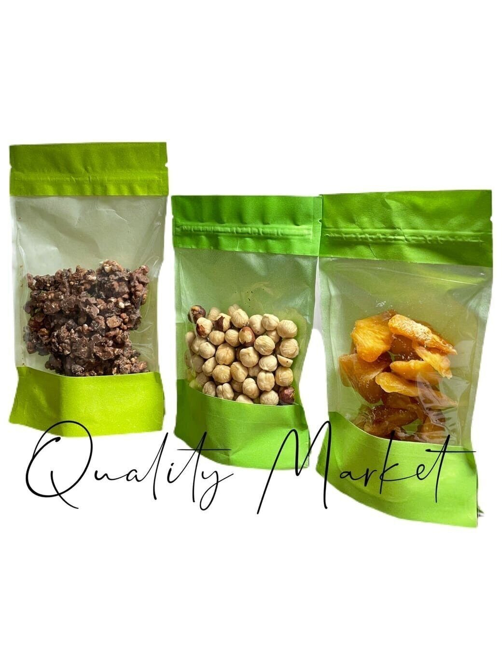 Пакет "Дой-пак" бумажный с ЗИП замком и прозрачным окошком 135х225+(35+35) мм Зеленый