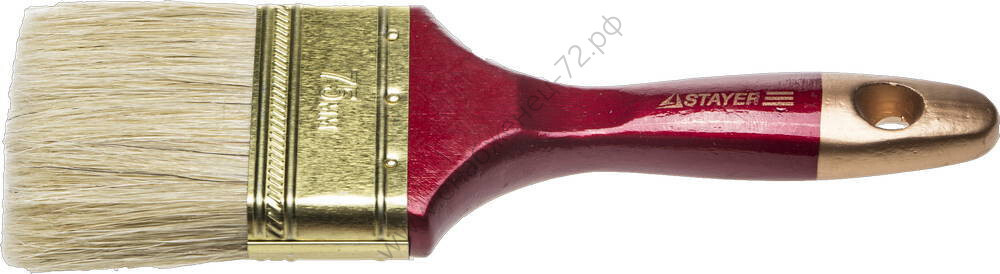 STAYER Universal 75 мм, 3″ светлая натуральная щетина, деревянная ручка, Плоская кисть, PROFESSIONAL (0104-075)