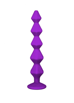 Фиолетовая анальная цепочка с кристаллом Buddy - 17,7 см.