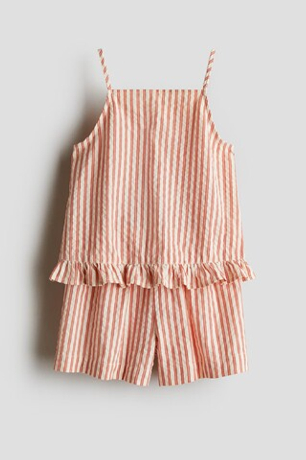 H&M Комплект из топа и шорт, кремовый/красный