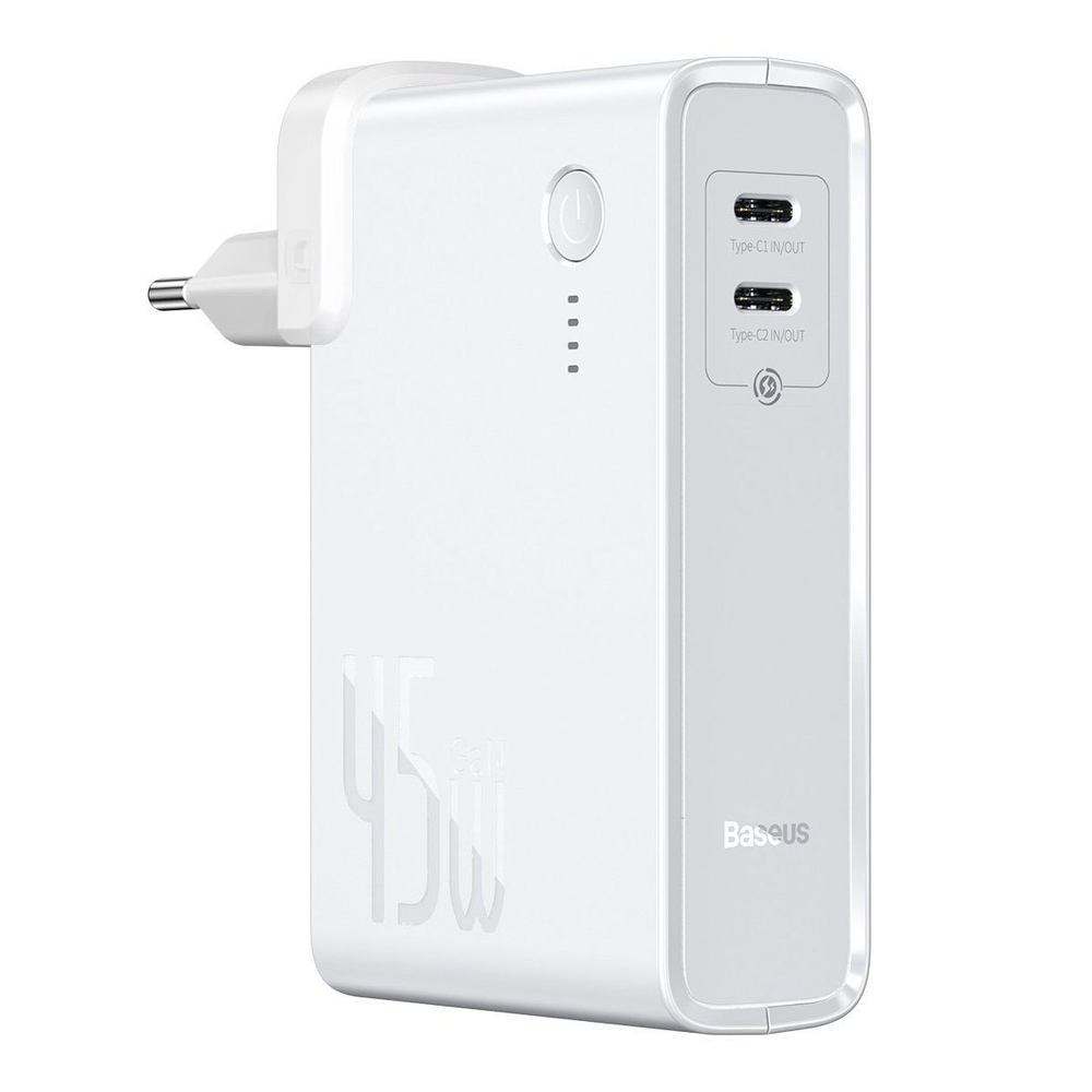 Зарядное устройство + Внешний аккумулятор Baseus 2in1 Quick Charger & Power Bank GaN Charger C+U 10000mAh 45W - White