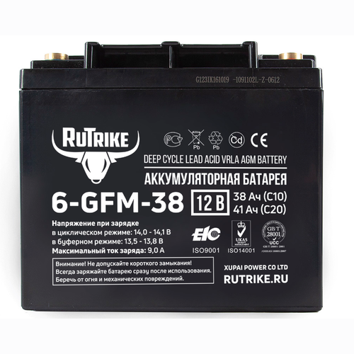 Аккумулятор RuTrike 6-GFM-38 (AGM)