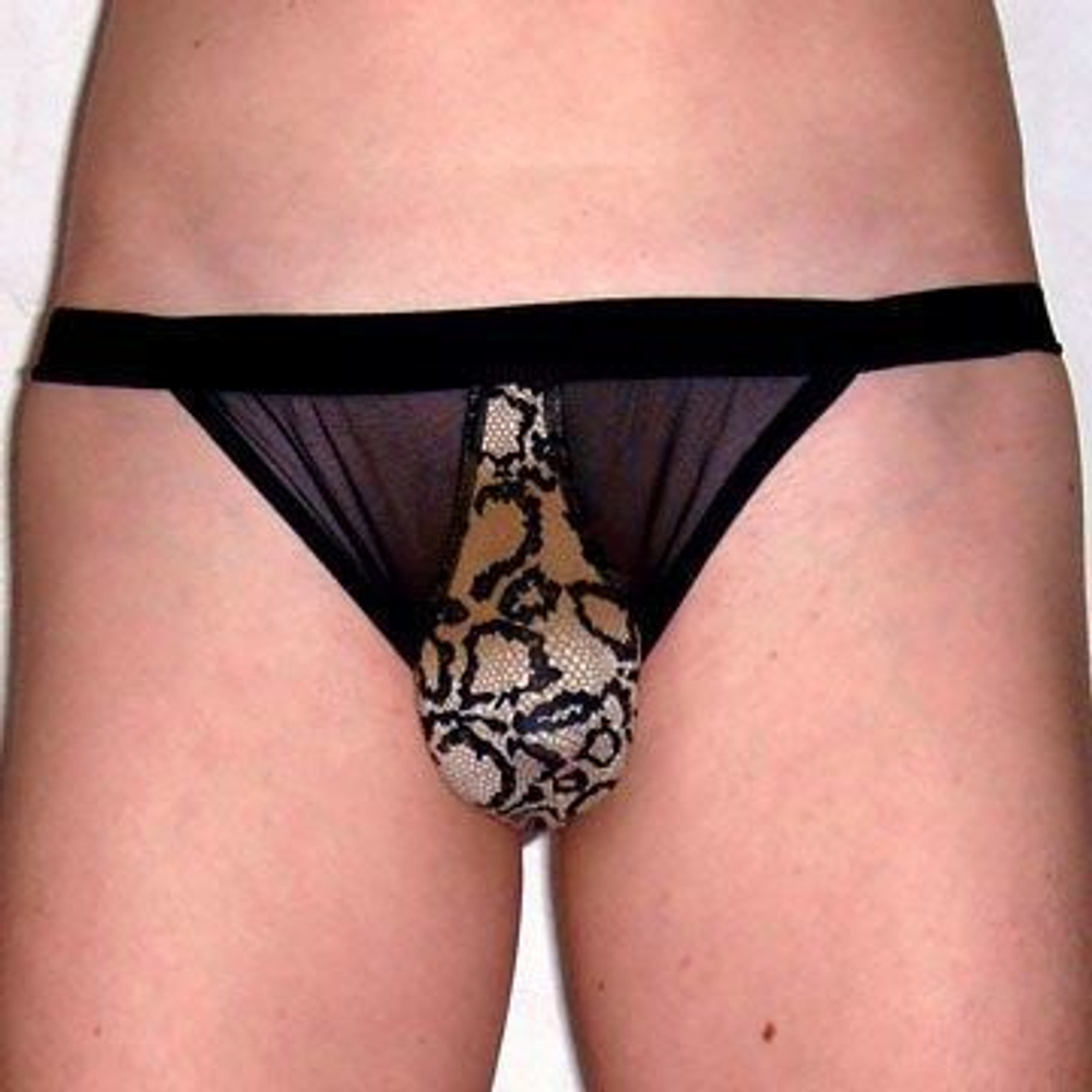 Мужские трусы стринги черные String Snake Black 1022