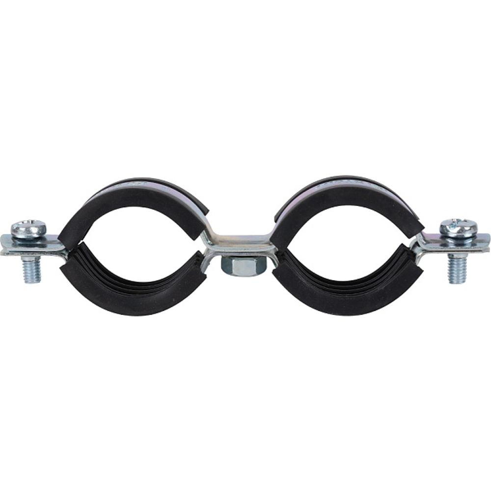 Хомут для труб двухвинтовой сдвоенный STOUT - 1" (32-35 мм, с шпилькой и дюбелем)