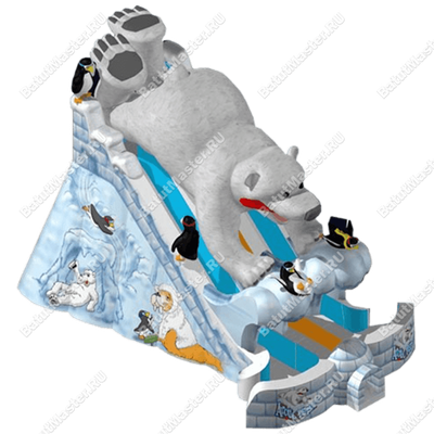 Большой надувной батут-горка "Мишка на севере"
