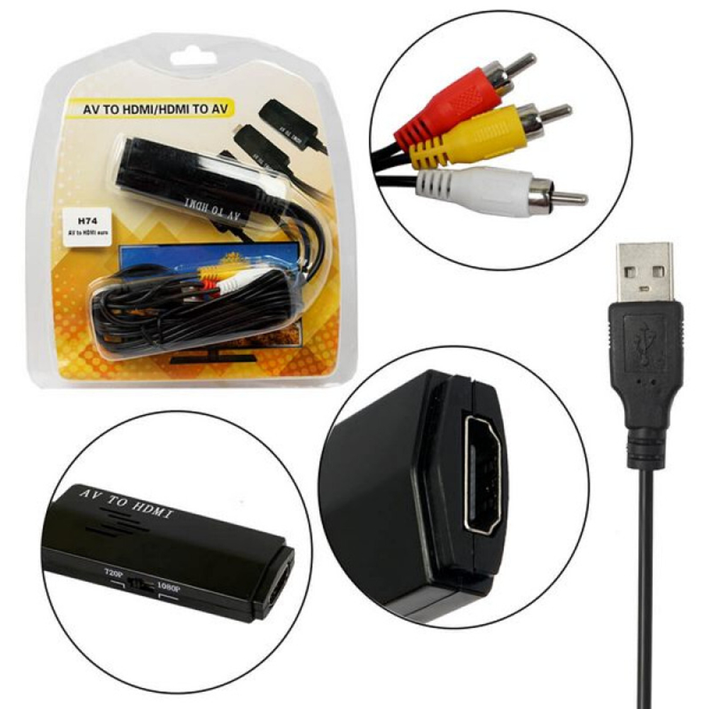Кабель конвертер H74 AV to HDMI euro composite