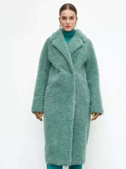 Шуба женская чебурашка тедди эко, зеленая, SilverFox