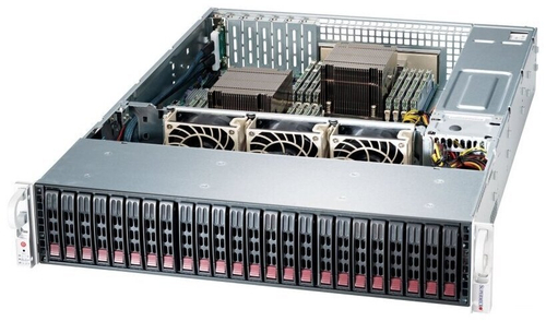 Сервер Supermicro SuperStorage 2029P-E1CR24H без процессора/без ОЗУ/без накопителей/количество отсеков 2.5" hot swap: 26/1200 Вт/LAN 10 Гбит/c