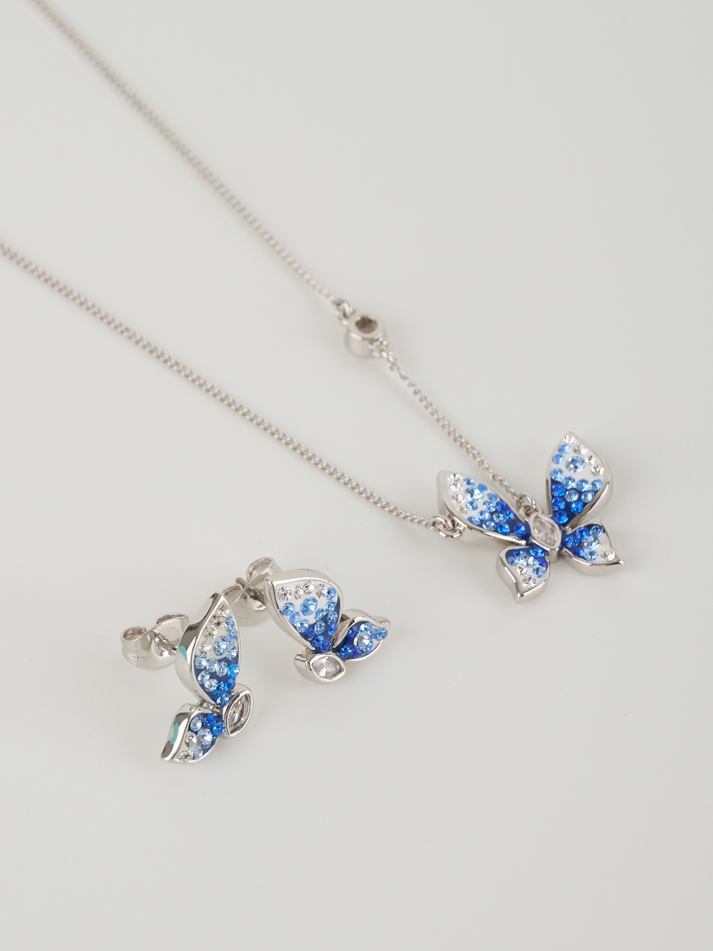 Серьги Голубая бабочка с кристаллами Swarovski