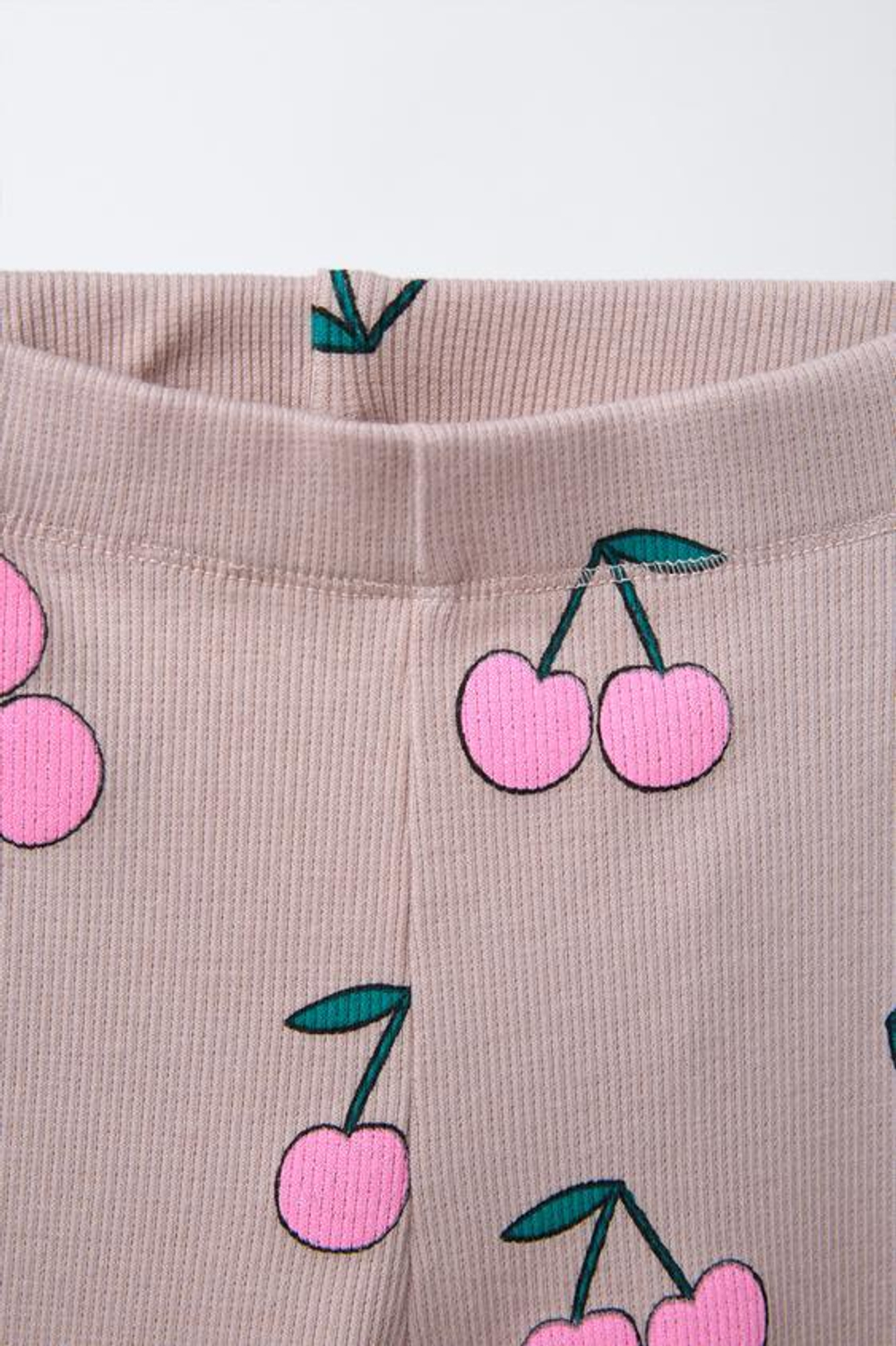 ZARA ТОЛСТОВКА И ЛЕГИНСЫ В РУБЧИК С ПРИНТОМ «ВИШНЯ», БЕЖЕВЫЙ