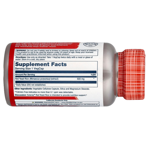 Solaray, Красный дрожжевой рис, 600 мг, 45 вегетарианских капсул