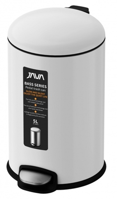 Ведро для мусора с МИКРОЛИФТОМ  (круг. БЕЛЫЙ) 5л. JAVA