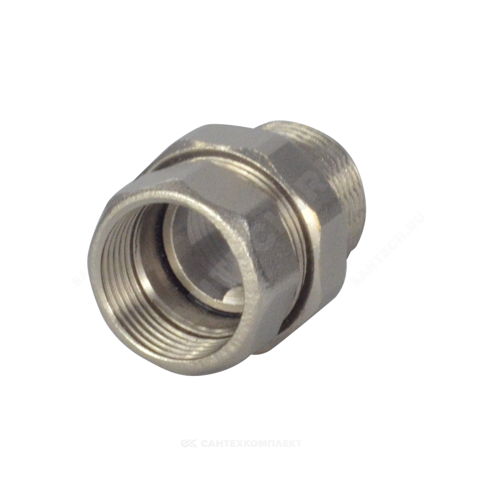 Соединитель латунь никель американка Ду 40 (1 1/2") прямой ВР/НР RTP (РосТурПласт) 33509