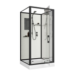 Душевая кабина Niagara Standart ST100/15Q/BL/BK (100х100х200) квадрат,поддон 15см,распашная,проф.черный,без крыши,3 места