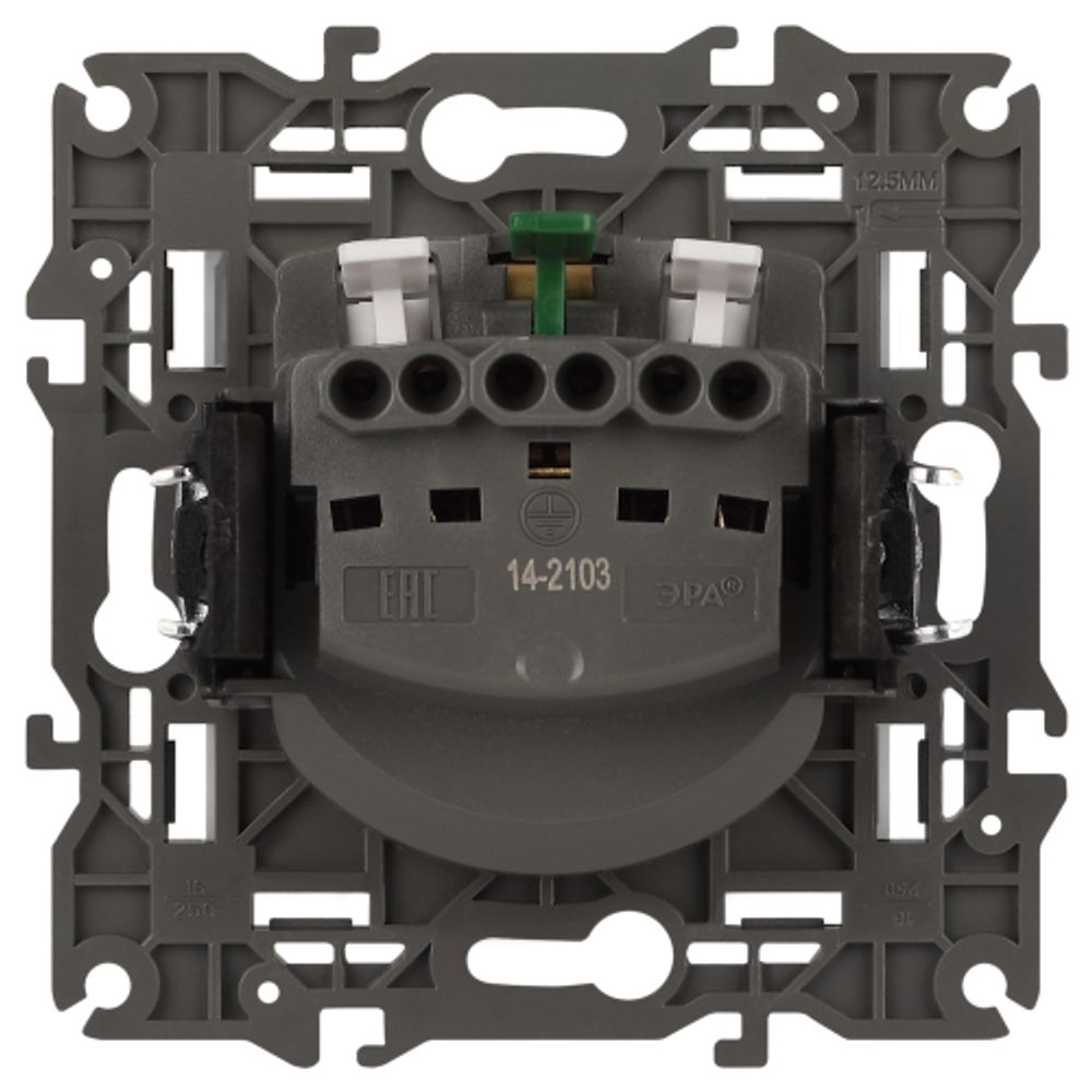 Розетка ЭРА Elegance 14-2103-01М 2P+E Schuko со шторками с крышкой, 16А-250В, белый матовый