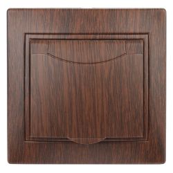 Розетка Intro Plano 1-203-10 с заземлением 2P+E Schuko с крышкой, 16А-250В, IP20, СУ, венге | Intro Plano Венге