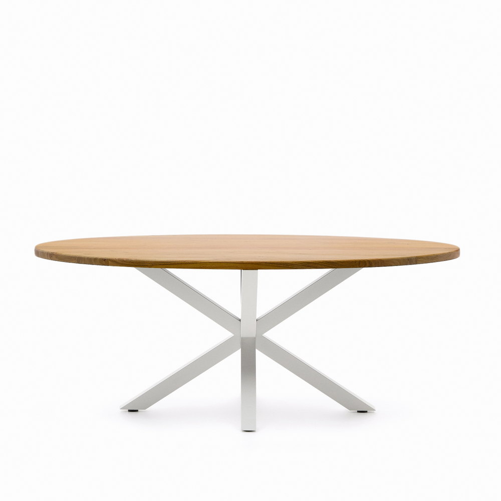 Овальный стол ARYA Argo из массива акации, белые стальные ножки 200x100