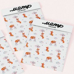 Ткань блэкаут лисята на воздушных шарах