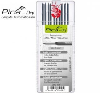 Комплект 10 графитовых грифелей 2B MULTI-USE 2,8мм для механического строительного карандаша Pica-Dry 3030 PICA-MARKER 4030