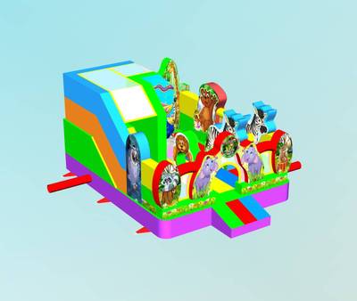 Коммерческий надувной батут "Царство зверей 3", 5x4x2.8 м