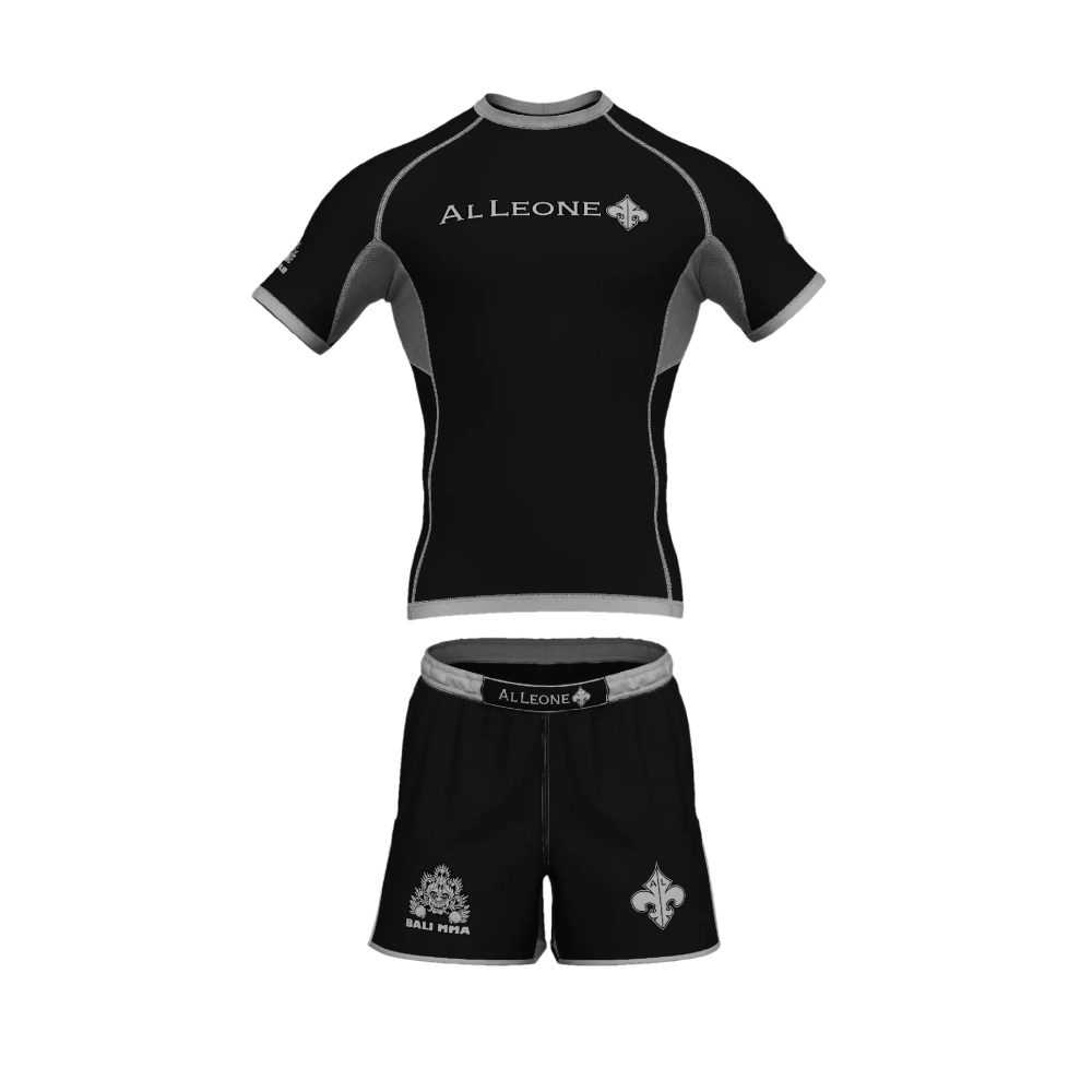 Рашгард + Шорты AL LEONE Bali MMA Black and White