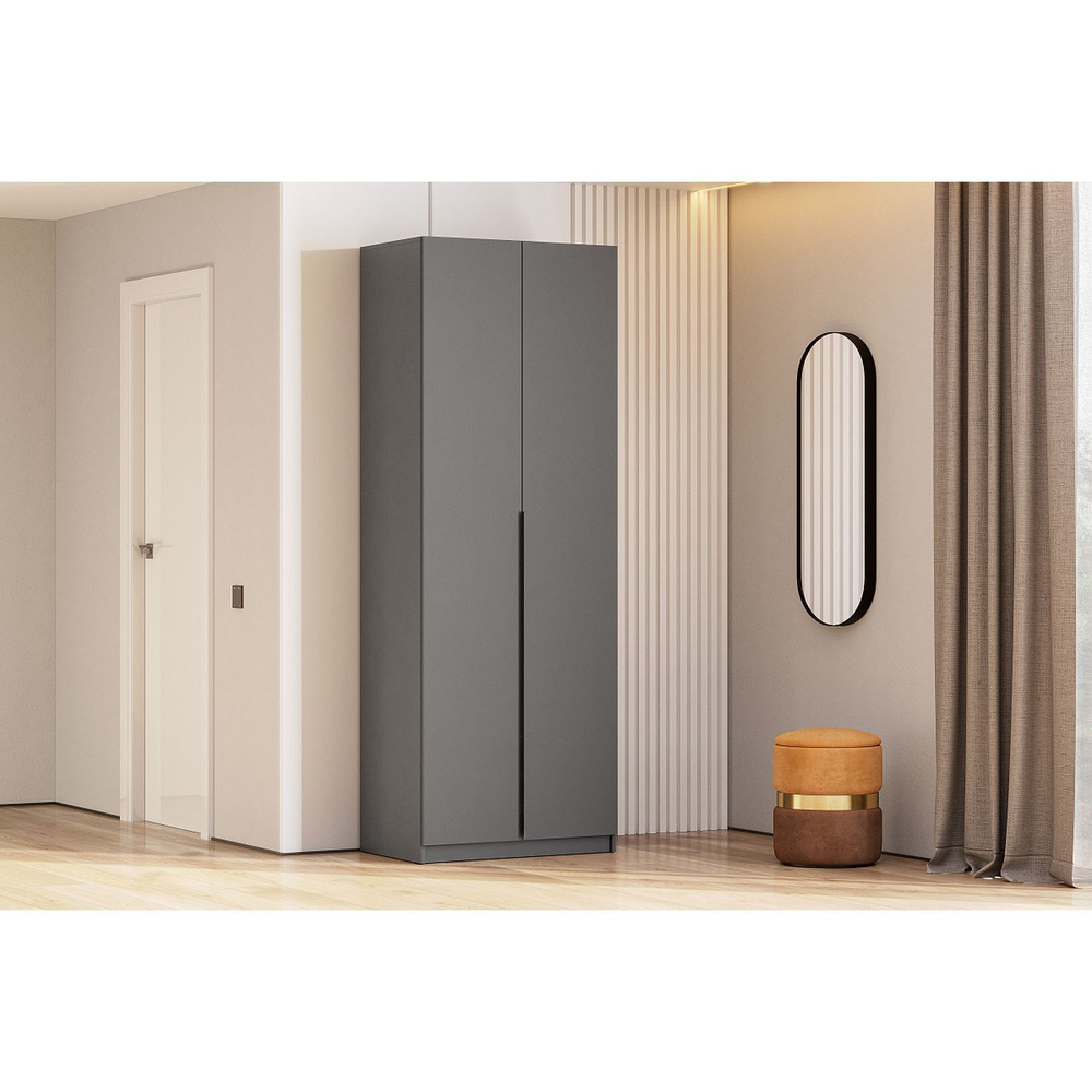 Шкаф для одежды распашной с зеркалом и полками Ясень Анкор Светлый, 120х50х210 см ШК SV-Мебель