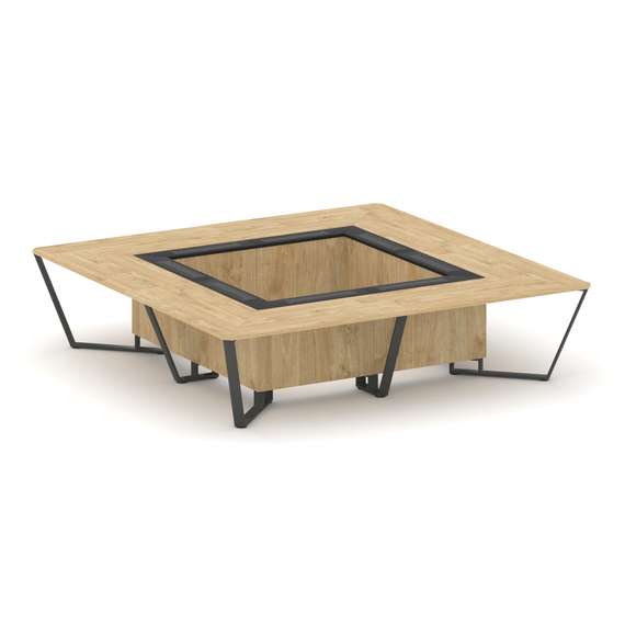 Steel Meet Стол переговорный квадратный KM-PR.B.SP-16K Тиквуд Светлый/Графит Глянец/Металл Антрацит