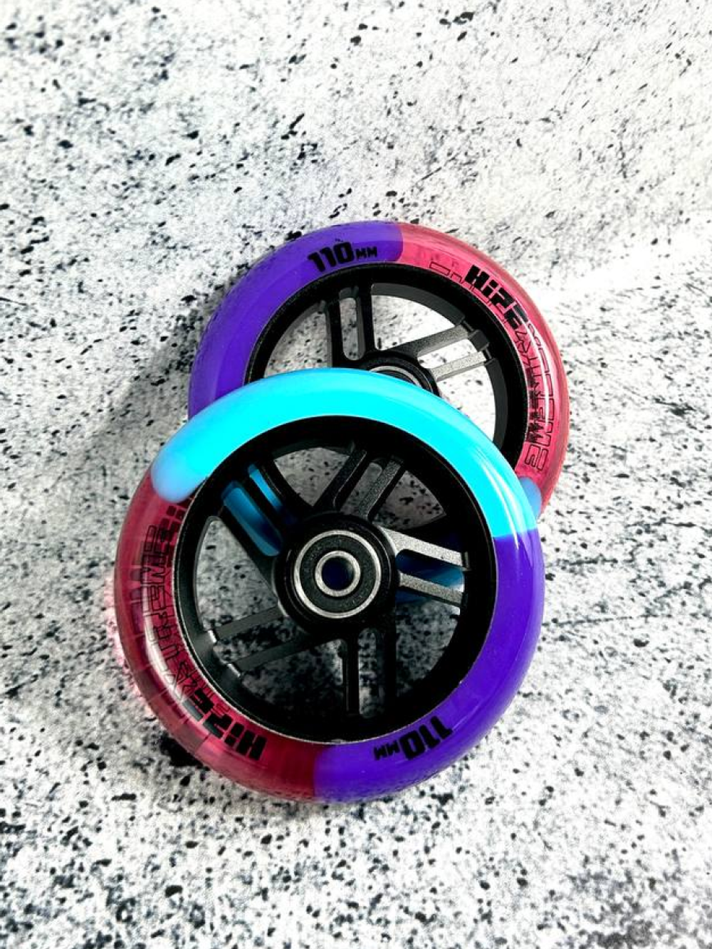 Набор колес HIPExtreme H5 mix 110*24 мм, черный/розовый/голубой/фиолетовый