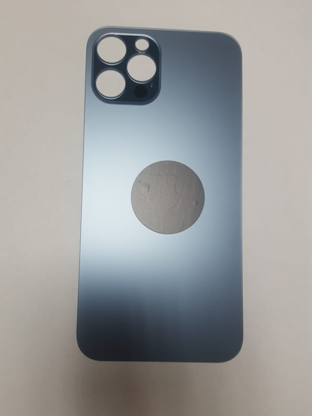 Задняя крышка для iPhone 12 Pro Синий (стекло, широкий вырез под камеру, логотип)