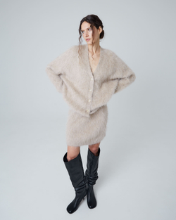 Кардиган на пуговицах из альпака светло-бежевый