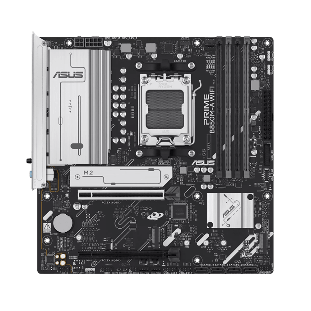 Материнская плата ASUS PRIME B850M-A WIFI, AM5 4xDDR5 4xSATA3 RAID 3xM.2 1хHDMI 2хDP mATX