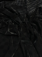 Курточно-плащевая ткань Louis Vuitton черный в клетку с лого