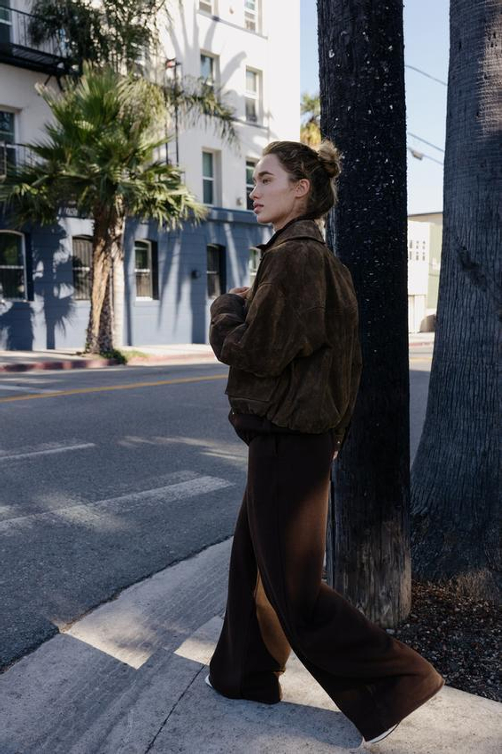 ZARA БРЮКИ ПРЯМОГО КРОЯ ИЗ МЯГКОЙ ТКАНИ, ШОКОЛАДНЫЙ