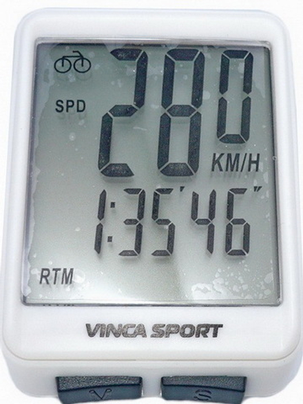 Компьютер беспроводной, 12 функций, белый с черным, инд.уп. Vinca Sport V 1507 white/black
