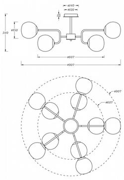 Люстра на штанге Maytoni Erich MOD221PL-10G
