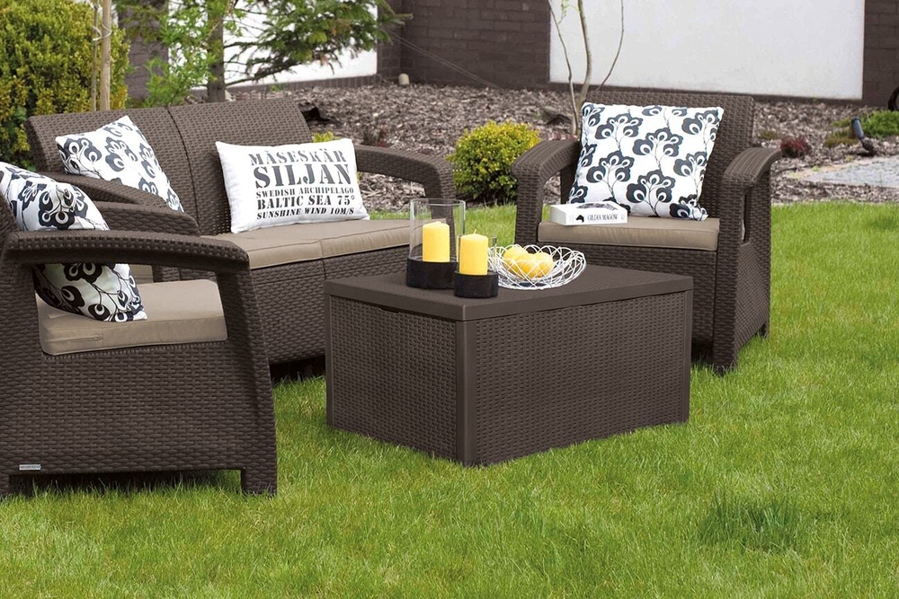 Комплект мебели Корфу со столиком-сундуком (Corfu box set) коричневый