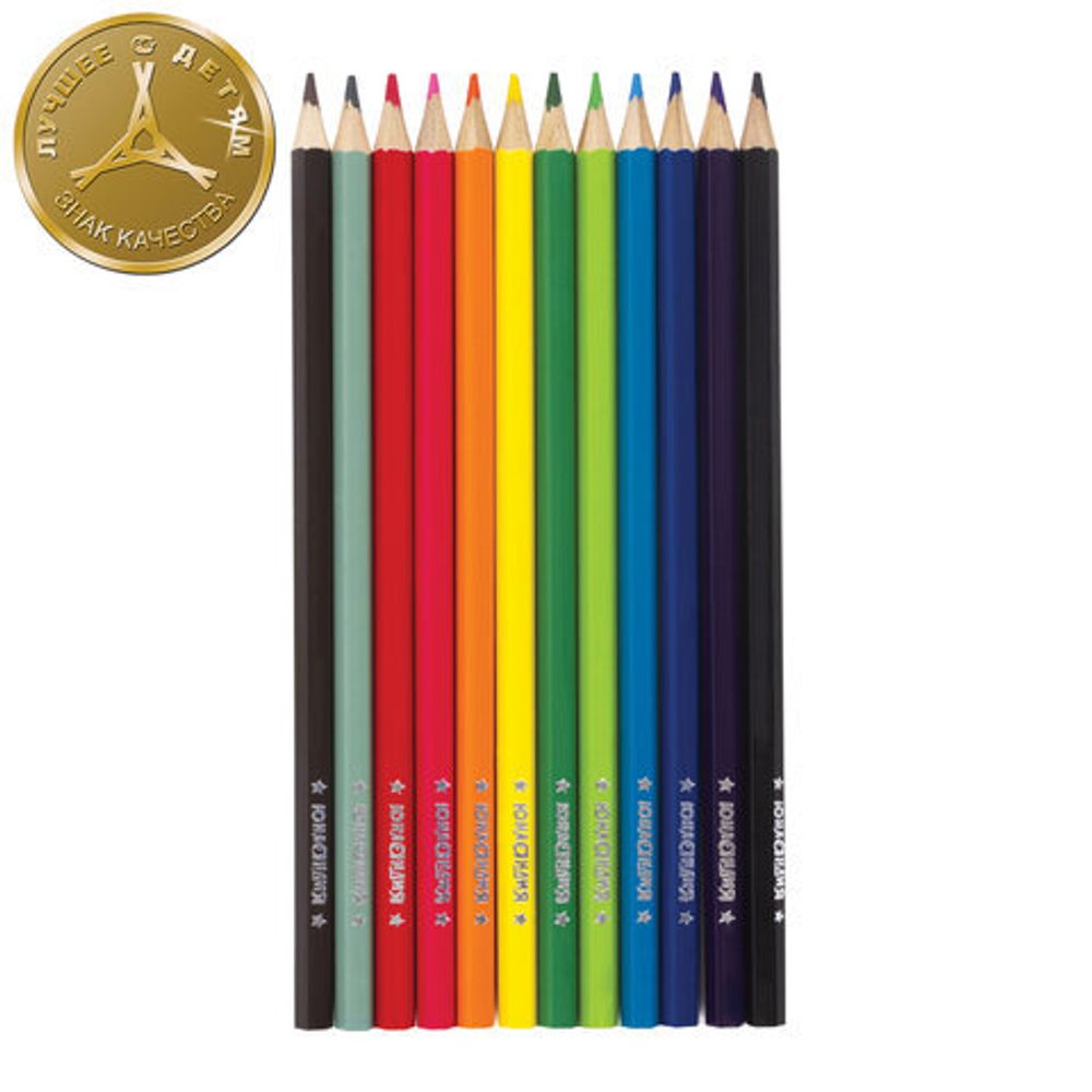 Карандаши цветные ЮНЛАНДИЯ "В ГОСТЯХ У БУКАШЕК", 12 цветов, классические заточенные, 181378